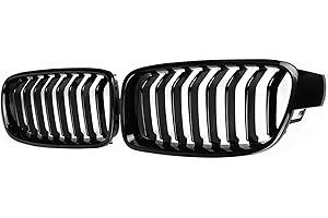 XGKH F30 Front Kidney Grille Replacement Grill Compatible With 3 Series F30 F31 2012-2018 320i 328i 328d 330e 330i 335i 340i 328i Easy Installation ABS Materia (Single Slat/Gloss Black, F30 (2012-2018))