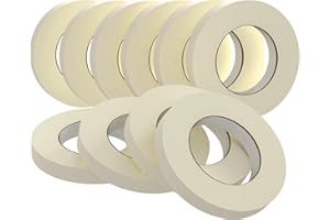 SWRT Masking Tape 0.75 inch x 55 Yards x 10 Rolls (550 Total Yards), Adhesive Painting Tape Bulk for General Purpose Beige White Color for Painting, Crafting, School Stationery, Arts, Home Use etc
