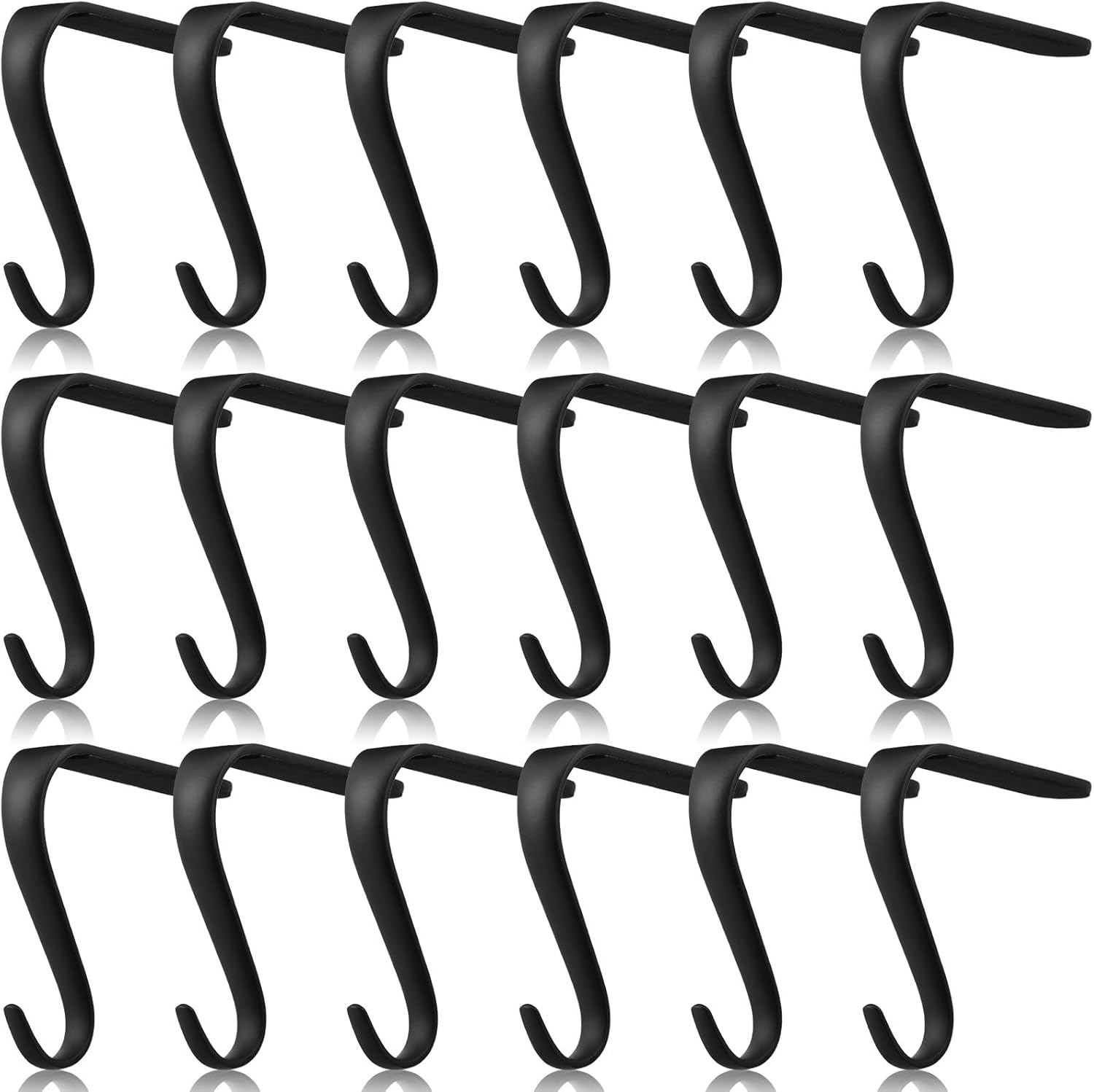 Ornament Hooks - Therwen 18 Pcs Christmas Stocking Holders for Mantel Heavy Duty Fireplace Hanger Hooks Mantel Stocking Hooks Christmas Garland Hanger Metal Mantle Grips for Fireplace Shelf Party Decoration (Black)