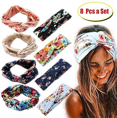 Milacolato 8 Stücke Stirnbänder Frauen Mädchen Breite Boho Verknotete Yoga Kopf Wickeln Haarband