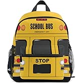 Fisyme Toddler Backpack School Bus School Bag Kids Backpacks for Kindergarten Preschool Nursery Girls Boys, S