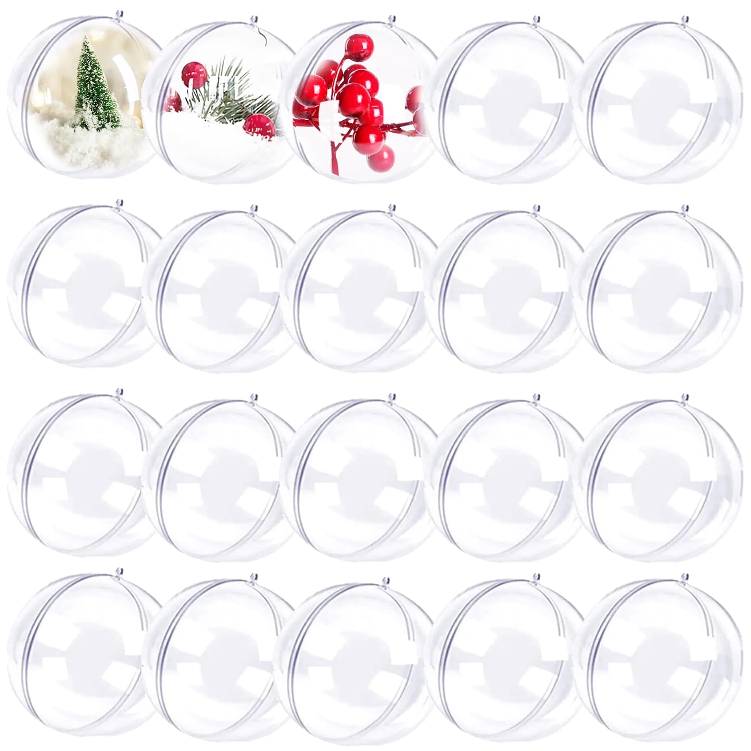 Photo 1 of 80mm/3.14inch 20PCS Large Clear Ball Ornaments, Fillable Christmas Balls Shatterproof Ornament Baubles for DIY Crafts Christmas Wedding Party Decor