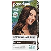 Paradyes Dark Brown Timeless Hair Tint, Permanent Crème Hair Colour for Natural-Looking Results, Complete Grey Coverage, Long-Lasting Formula Free from PPD, Ammonia, & Resorcinol, 3.0 Dark Brown