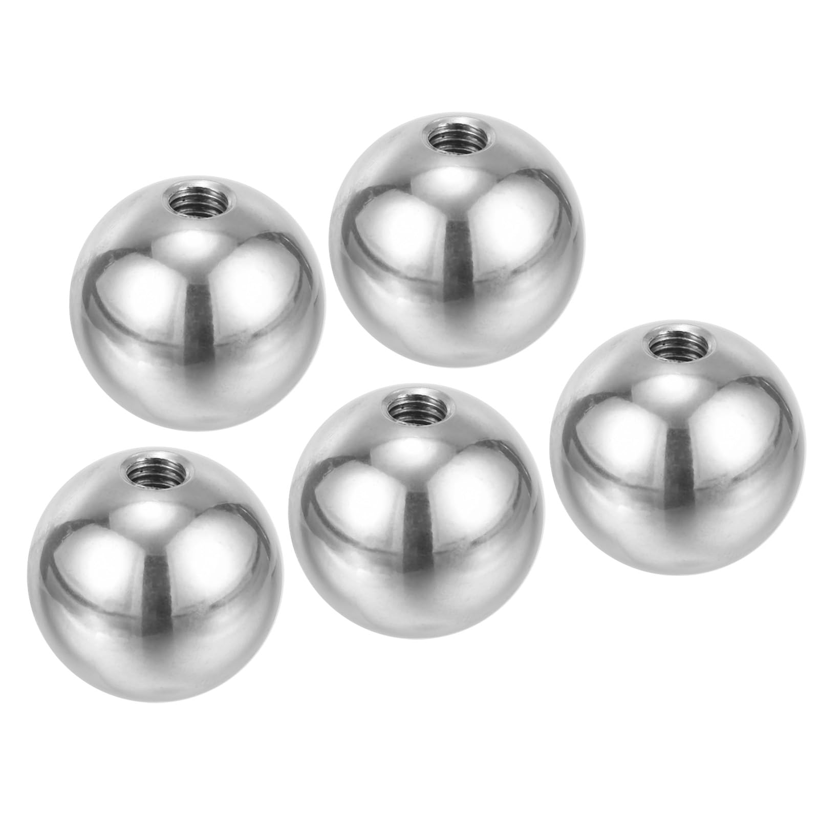 PATIKIL M6x24mm Ball Nuts Knob, 5 Pack Female Thread 304 Stainless Steel Round Blind Hole Screw Cap Cover for Lighting Machinery DIY Decoration, Silver