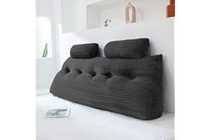Rycwola Headboard Wedge Pillow with 2 Pack Neck Roll Pillow Large Headboard Pillow Queen Wedge Pillow Headboard Soft and Supportive Bed Rest Reading Pillows for Sitting in Bed with Removable Cover