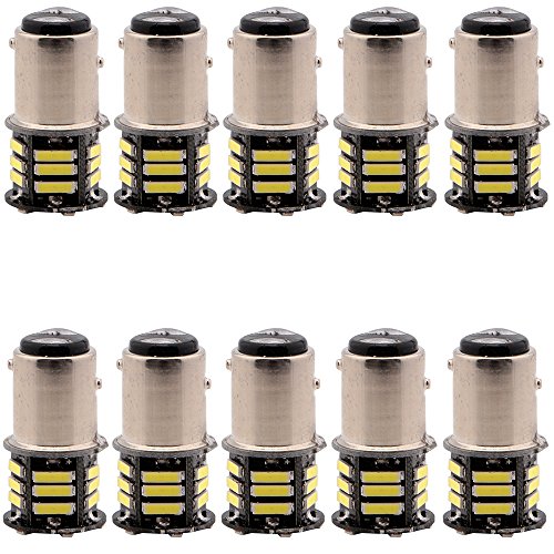 YM E-Bright10-Pack White 360Lums 1157 BAY15D 1016 1034 7528 1157A 2057 Base 21 SMD 7014 LED Replacement for Car Tail Rear Brake Bulb Stop Backup Lamp Parking Side Marker Lights DC 12V