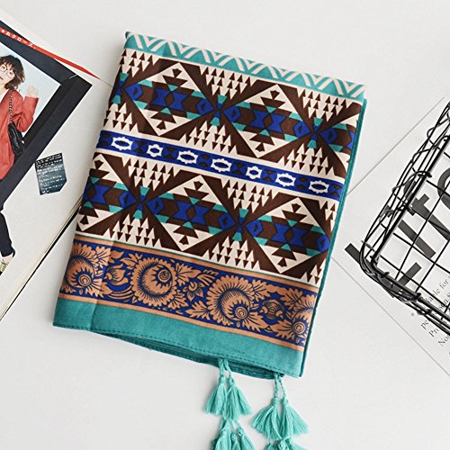 SUNBABY Women Boho Shawl Beach Towels Rectangle Cotton Scarf Travel Sarong Wrap Swimwear Cover Up Beach Mats (Coffee Cashew) - Thumbnail 6