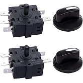 Taiss 2PCS Rotary Switch 125/250VAC 16A 4 Position 3 Speed Universal Speed Selector Heater Rotary Switch with Knob F035