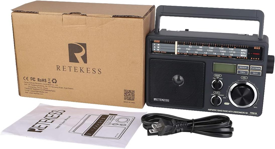 Retekess TR618 Shortwave Radio AM FM Radio Portable Transistor Analog Radio MP3 Player with Earphone Jack Operated by 3 D Batteries or AC Power: Home Audio & Theater