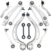 POWERGEAR Suspension Kit 12Pcs Front Upper Lower Control Arm Tie Rod End | Fit for Audi 2012-15 Audi A4 S4 S5 2013-2015 A5 (Quattro) RS5 2012-2016 Q5