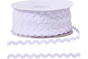 FREEBLOSS 100 Yards Rick Rack Wave Bending Fringe Trim 0.2'' Wide Decorative Sewing Trim for Crafts Quilting DIY Projects Vibrant Colors Vintage-Inspired Wave Design, White