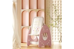 DEER COCO Toddler Easel Dry Erase Board for Kids, Magnetic Board Art Easel for Kids Easel for Toddlers 3+ Years, Adjustable Standing, Magnetic Letters and Numbers Painting Accessories for Toddlers | Pink