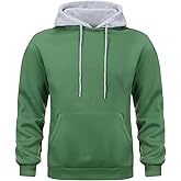 Wielsscca Mens Hoodies Pullover Color Block Fleece Long Sleeve Sweatshirt Tops with Pocket