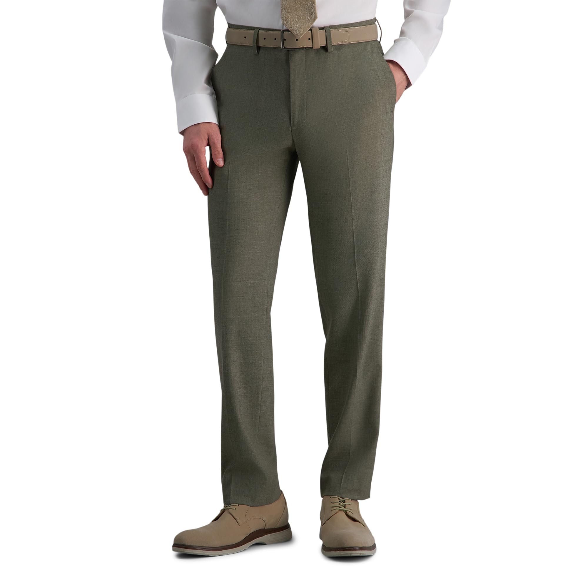 Haggar Men's JMH Premium Stretch Slim Fit Flat Front Dress Pant Light Green Image