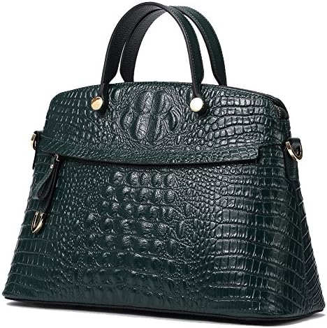 On Clearance Women Genuine Leather Handbags Top-Handle Bags Embossed-Crocodile Cowhide Satchels