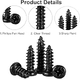 FandWay 750Pcs Small Self Tapping Screws Set M1.7 M2 M2.3 M2.6 M3 Black view 5