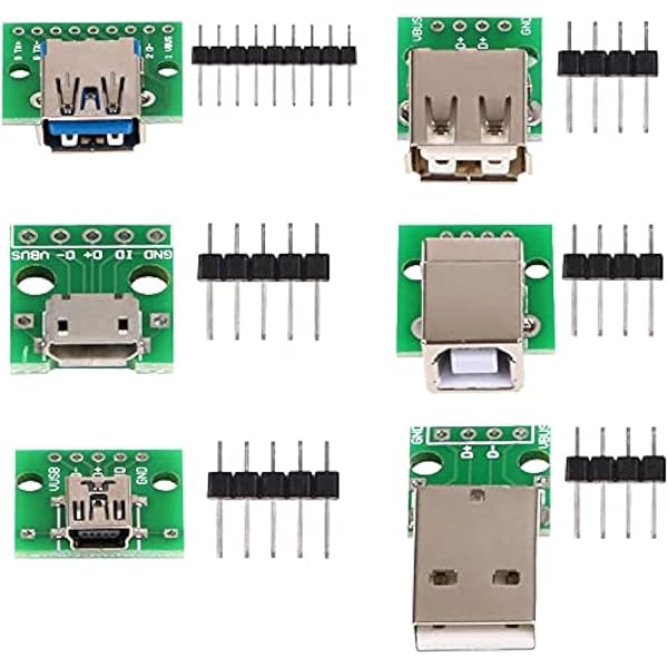 DIY USB Connector 10-Pack USB Type A Breakout Boards - 2.54mm Pitch ...