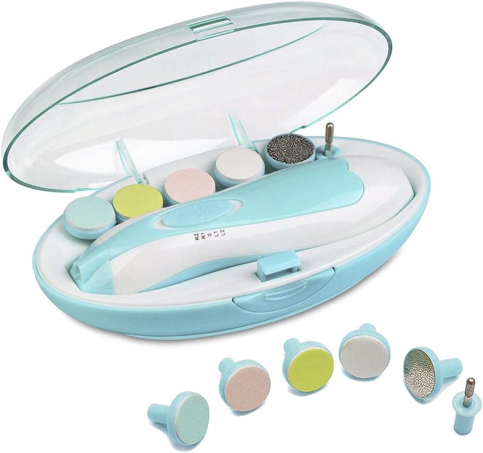 Baby Nail File, Electric Baby Nail Clippers with LED Light, 6 in 1 Safety Baby Nail Trimmer for