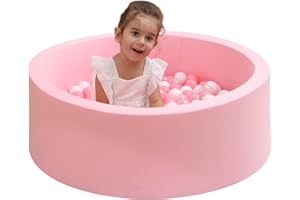 MEOGETY Baby Foam Ball Pit for Toddlers Kids Children, Infant Round Soft Small Ball Pool Pits for Girls and Boys Gifts Indoor Playpen, NOT Included Balls Light Pink