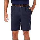 Haggar Mens Cool 18 Pro Straight Fit Pleated Front 4-Way Stretch Expandable Waist Golf Performance Short