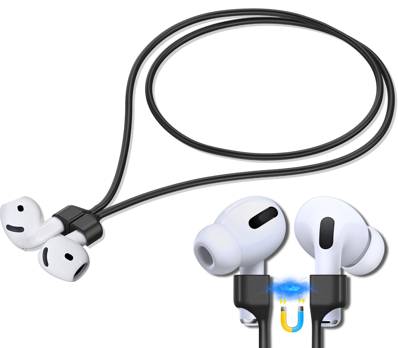 Photo 1 of Inesore 1 Pack AirPod Strap with Magnetic,AirPod Lanyard Anti-Lost Cord for Sports Anti-Loss,Air Pods Accessories Compatible with AirPods 4, Air Pod Pro 2/1, Air Pod 3/2/1 -Black