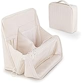 Abiudeng Standing Travel Makeup Bag Stand up Make up Bag Travel Toiletry Bag with Multiple Compartments Large Capacity for Women Business Trips Fitness and Daily Commutes (White)