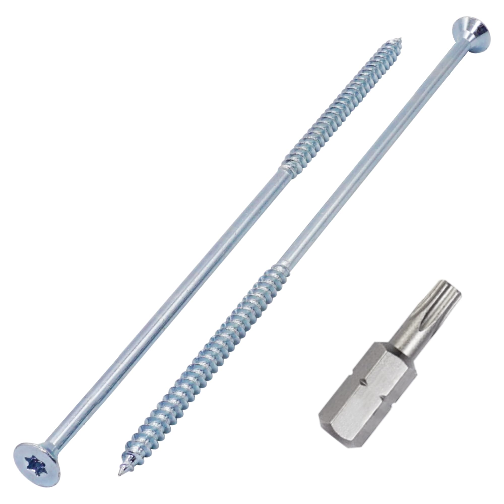 SKIR'CO (10 pcs) Zinc Plated Steel Wood Screws 6.0 x 220 mm, Torx Countersunk Head Screws, Chipboard Screws, Partially Threaded