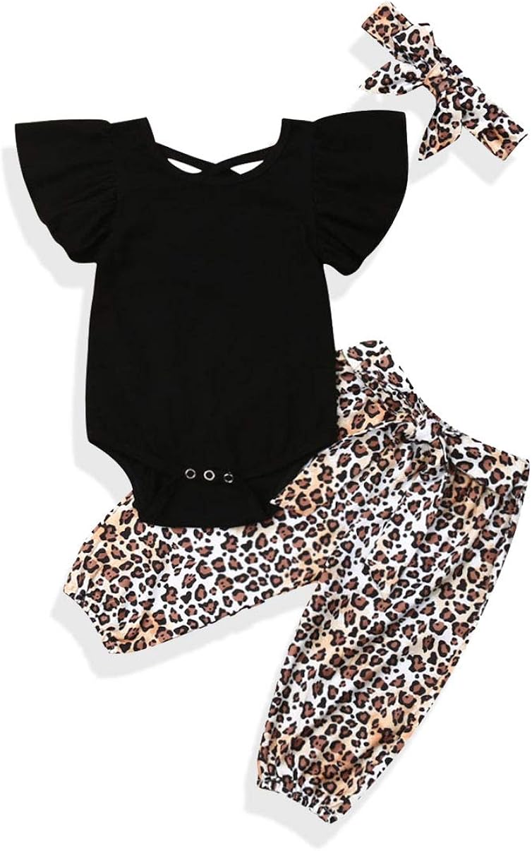 Infant Baby Girl Leopard Print Clothes, 3pcs Leopard Pants