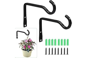 Ginbel Direct 2 Pack 6 Inch Plant Hangers Wall Mount Outdoor Indoor Metal Hooks Plants Baskets Hanging Bracket Bird Feeders Pot Flower Lanterns Wind Chimes Garden Iron Decorative (Black)