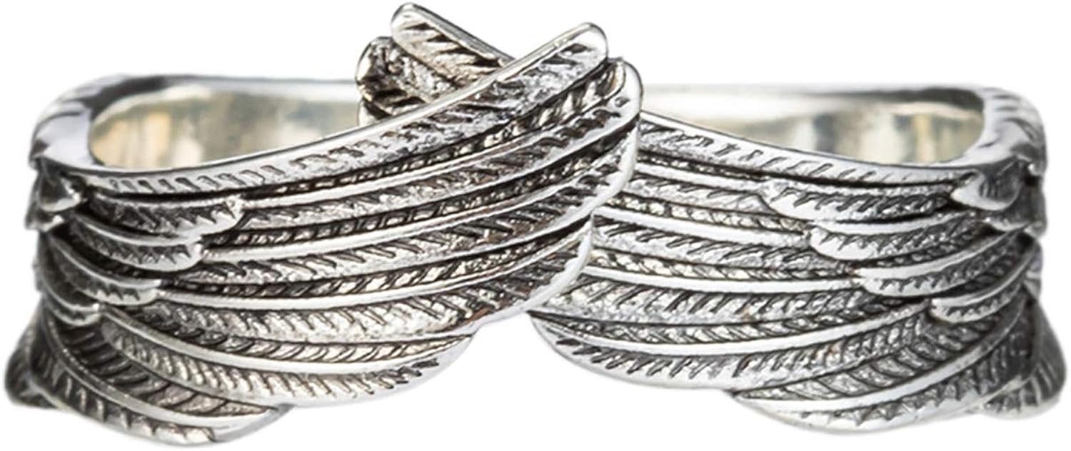 Vintage Angel Wing Ring,925 Sterling Silver Unique Design Feather Wing Ring Open Ring Elegant
