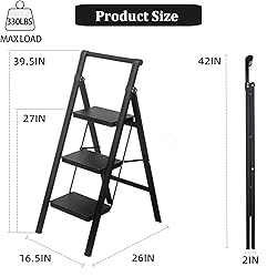3 Step Ladder MULDWEIR Folding Step Stool with