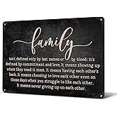 Heuhuww Family Isn't Defined Only By Last Names or By Blood Tin Sign for Home Office Room Wall Decor Gifts for Sister Best Friend Adopted Family 8"x12"(H23)