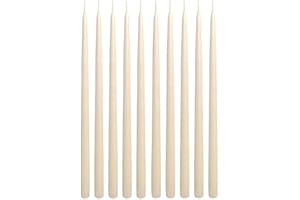 CANDLE CHARISMA Ivory 15 Inch Taper Candles - Pack of 12 Premium Unscented, Dripless & Smokeless Hand-Dipped Candles - for Birthday, Wedding or Dinner Decorations and for Formal Candlelighting