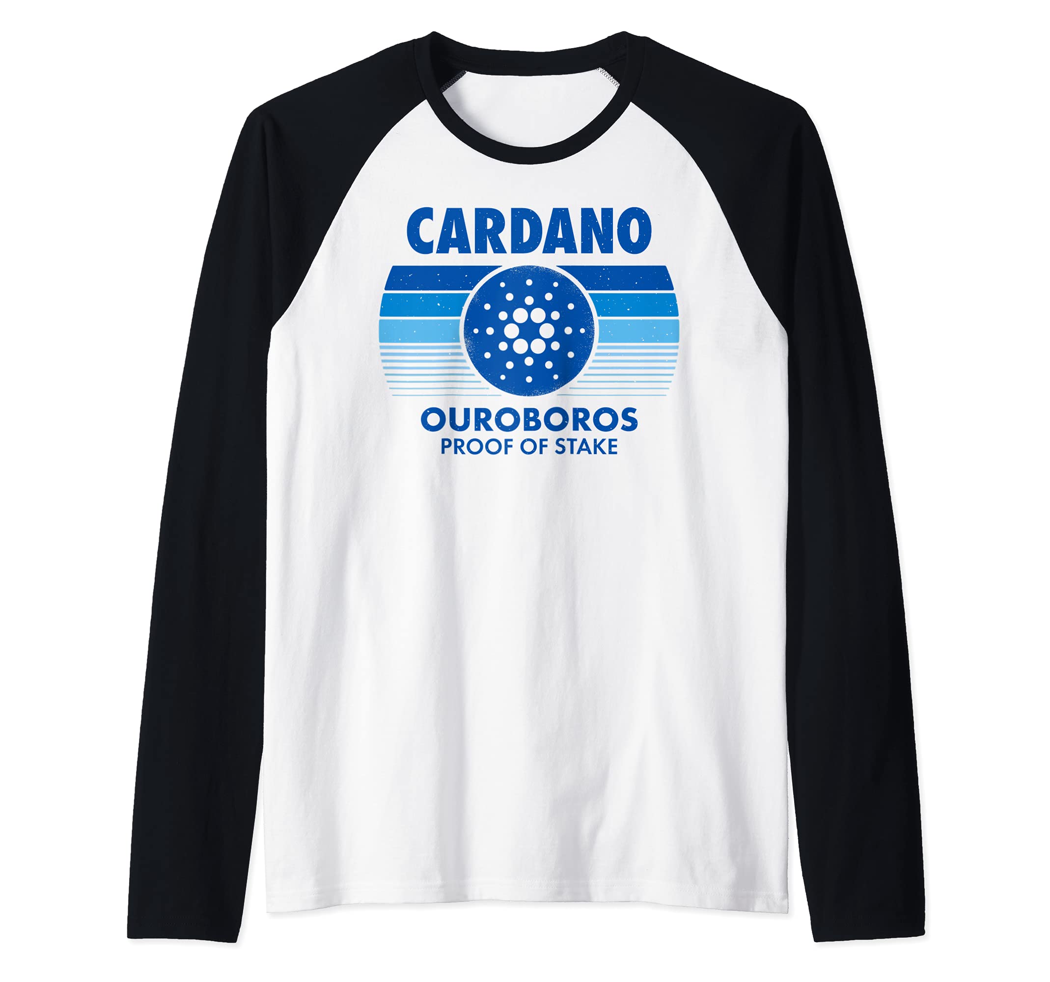 Cardano ADA Cryptocurrency Crypto Currency Blockchain Retro Raglan Baseball Tee