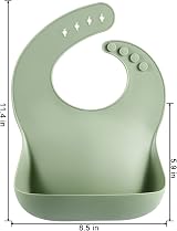 PandaEar Silicone Baby Feeding Bibs Unisex 10-72 Months Waterproof Blue Green view 5