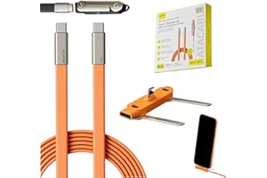 Detachable Invisible Holder Charger, 2 in 1 Sideways Typec-c Fast Charging Cable, 240w Braided Fast Charge Cable with Built-i