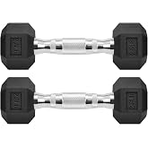 Hex Dumbbells Rubber Coated Cast Iron Dumbbell for Exercises | 2.5-40 lb Dumbbells Pair for Home Gym Strength Training, Ultra-low odor rubber, Crack and Chip Resistant, Ergonomic Knurled