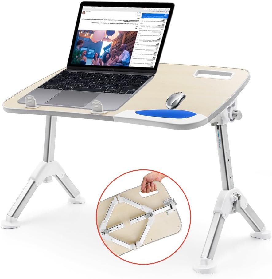 Laptop Table for Bed, AQQEF Laptop Desk for Bed with Foldable Legs Apply in Office as Computer Riser Stand or Outdoor Camping