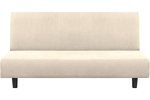 Flamingo P Stretch Armless Futon Covers - Full Queen Futon Couch Covers Slipcover - Soft Thick Jacquard, Biscotti Beige