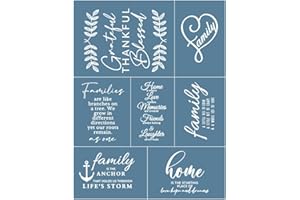 KATUTUDE Family Theme Silk Screen Stencils, Reusable Self-Adhesive Silk Screen Transfers Chalk Paint Mesh Transfers Silk Screen Printing Stencils for Painting on Wood, Fabric, Pillow Case, Home Wall