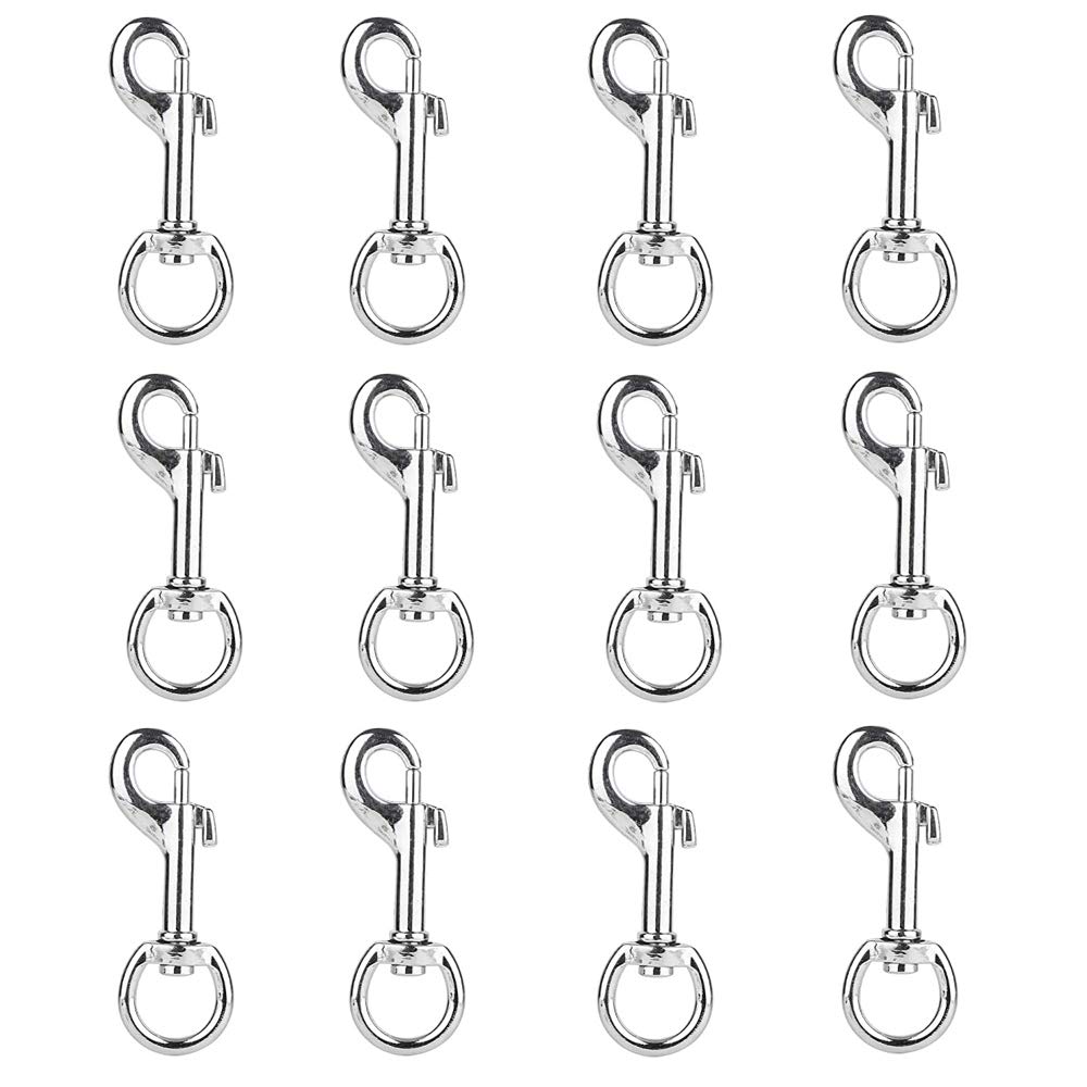 12Pcs Stainless Steel Swivel Eye Lobster Clasp Bolt Snap Clip Hook Trigger Clips Heavy Duty Key Chain Bag Clips for Dog Leash Collar