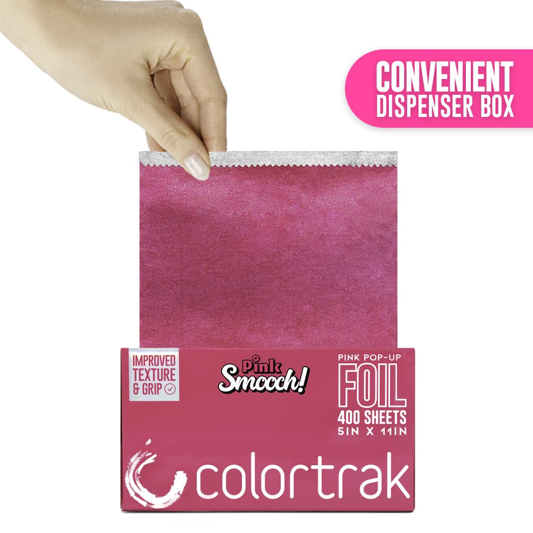 Colortrak Smooch Pop-up Foil W/Dispenser (400 Count), Pre-cut Sheets, Non-Slip Embossed Texture, 5