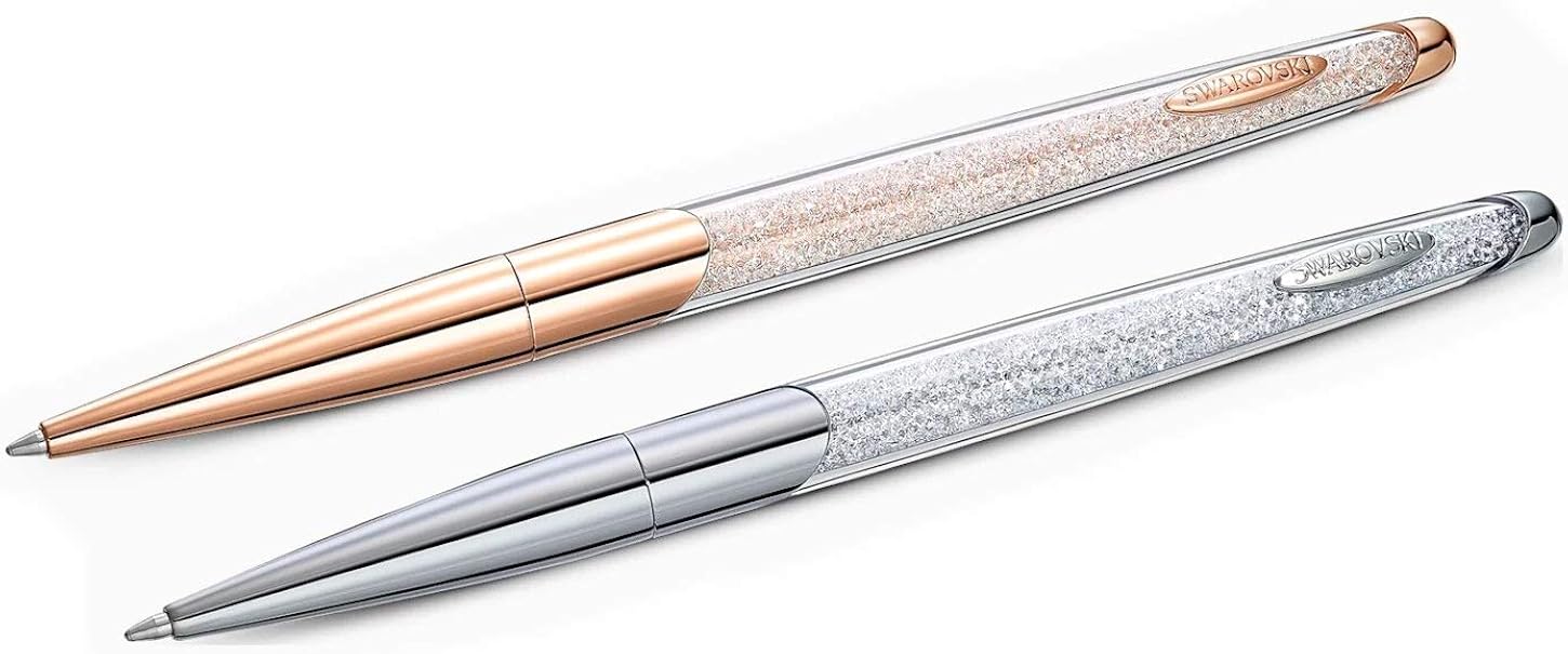 Swarovski Authentic Crystalline Set of 2 Nova Ballpoint Pen, White, Mixed Metal Plating Amazon