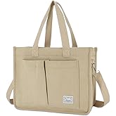 UERRUAM Tote Bag for Women with Pockets,Large Corduroy Crossbody Purse for Laptop,Work,College,Everyday,Travel