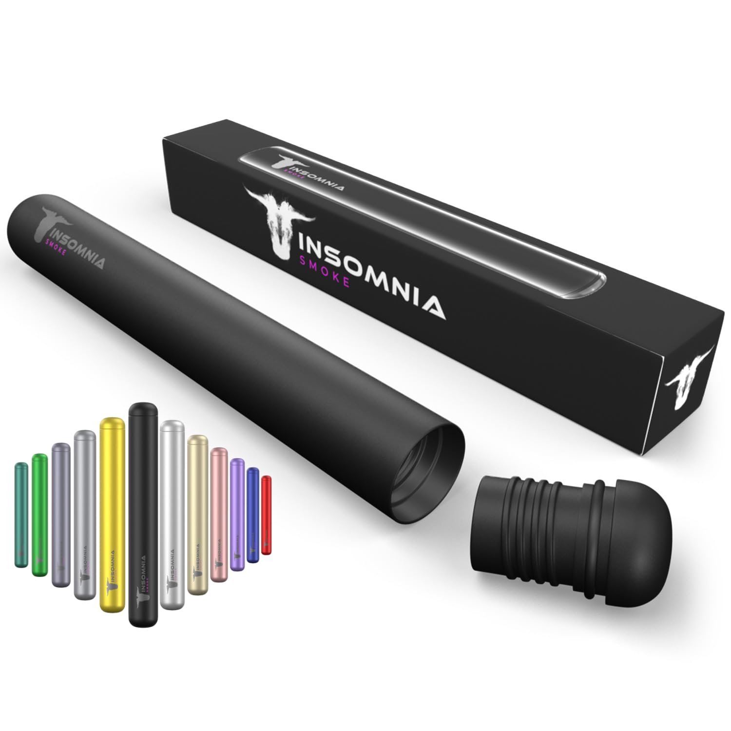 Insomnia Smoke Joint Case | Water, Smell & Odour Proof | Premium Tobacco Doob Tube Cigarette Storage Container Box for King Size Pre-roll Cone | Made of CNC Aluminium for Luxury Lifestyle (Black)