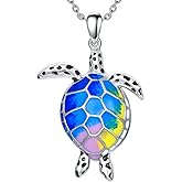 Plesitep Turtle Necklace 925 Sterling Silver for Women Sea Turtle Pendant Health and Longevity Jewelry for Mom Her