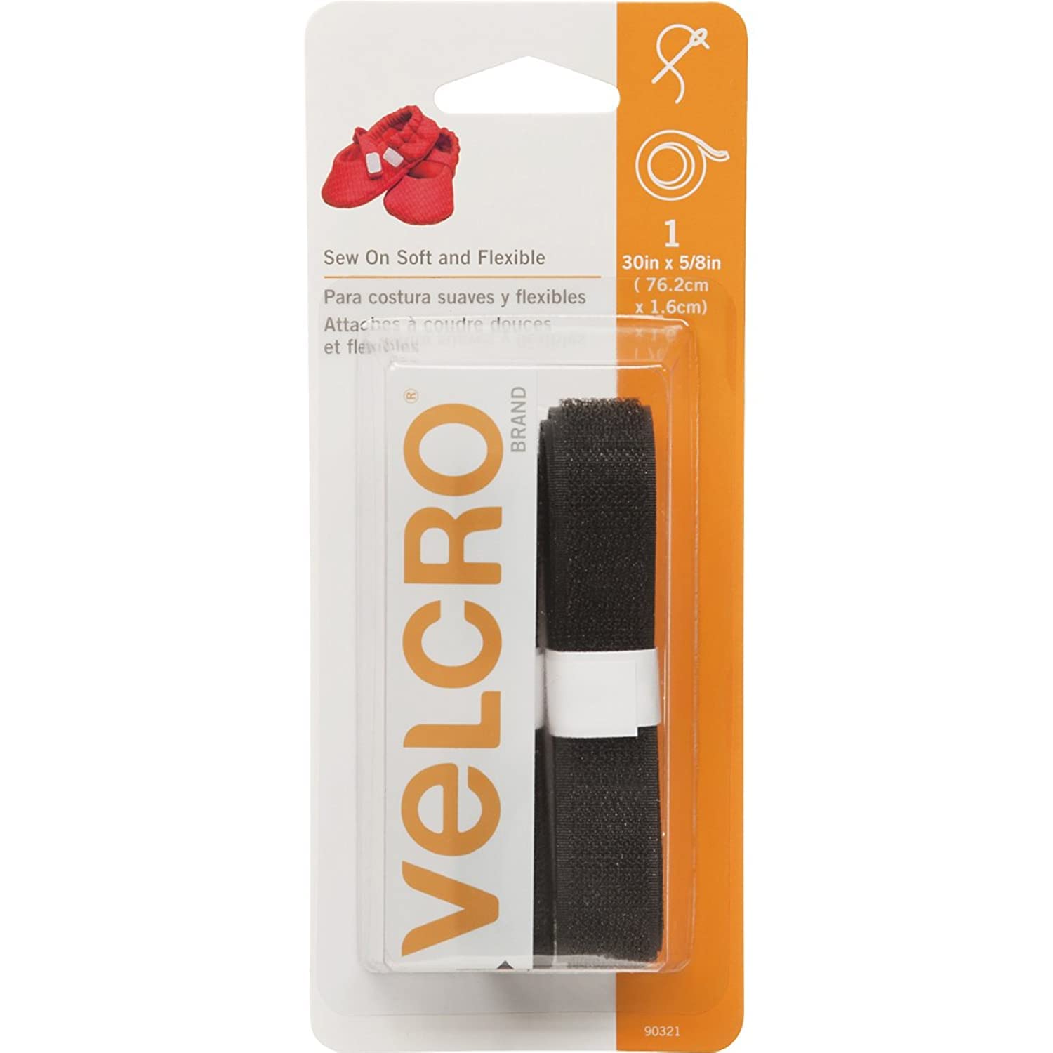 VELCRO (R) Brand Sew-On Soft & Flexible Tape 5/8 "X30-Black