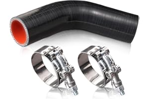 BEIJIULI 4" ID 45 Degree Silicone Elbow Coupler Hose with Stainless T-Bolt Clamp,Thickness 5mm,5" Leg Length,4 Layers Reinforced Turbo Hose Intercooler Intake Radiator Piping