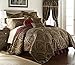 Chezmoi Collection Seville 9-Piece Jacquard Black Gold Maroon Red Medallion Paisley Oversized Comforter Set, Queen 92