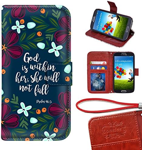 Samsung Galaxy S7 Edge Wallet Case,Christian Quote God Is within Her,She Will Not Fall PU Leather Wallet Case with Card Holders